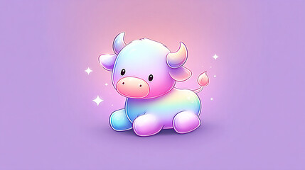 Adorable Rainbow Bull Plush Toy