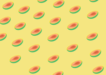 flat isometric illustration fruit pattern