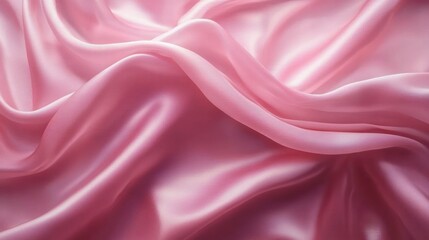 Obraz premium Smooth and flowing pink satin fabric with gentle folds and a soft glossy texture conveying elegance and delicacy