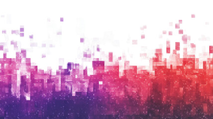 Fototapeta premium Title: Vibrant Red and Purple Digital Pixel Art Illustration Isolated on White Background