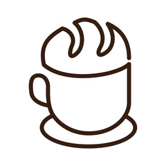 coffee cup logo with bread on it, line art logo design