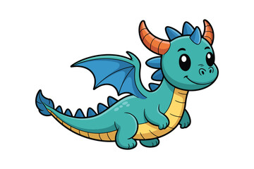 Cartoon dragon vector with wings and adorable baby face

