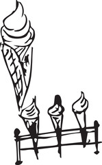 Textural Ice Cream Cone Illustration Hand Drawn Dessert Art Print