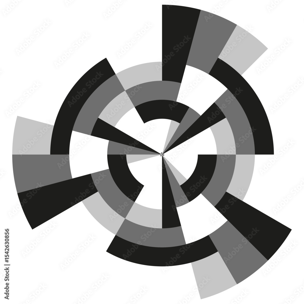 Poster abstract concentric circles. radial geometric pattern. grayscale modern design. vector optical illus