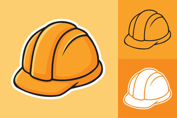 Three styles of Cartoon Safety Construction Helmet Sticker