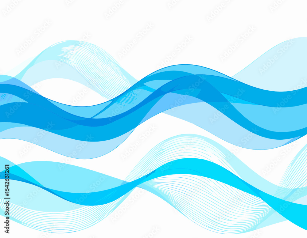 Poster abstract blue wavy lines on white background with smooth curves decorative design for presentation b