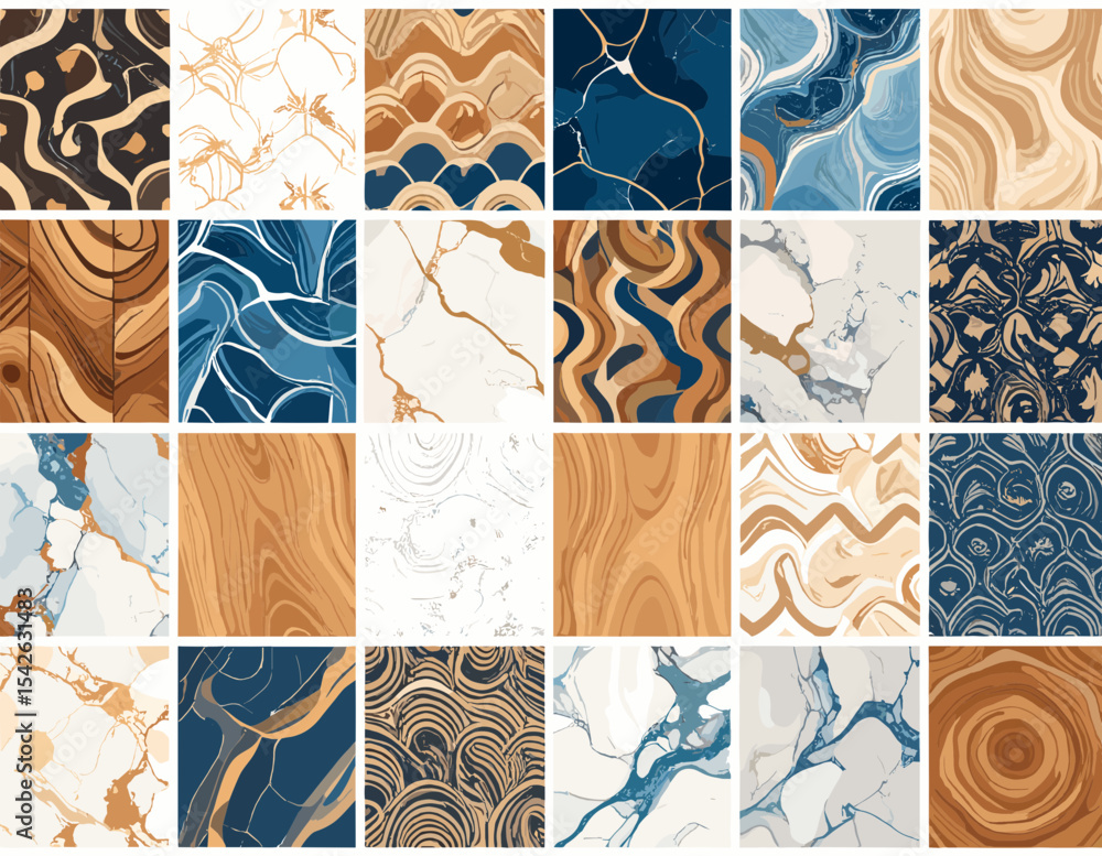 Poster collection of pixelated abstract patterns in neutral tones for backdrops and textures featuring seam