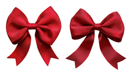 Naklejka premium Title: Red Christmas Ribbon Bow Isolated on White Background Festive Holiday Decoration Clipart