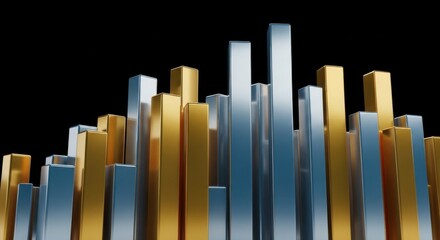 Fototapeta premium Abstract Gold and Silver Bars Against Black