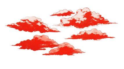 Title: Vivid Red Clouds in the Sky Isolated on White Background  Dramatic Atmospheric Effect