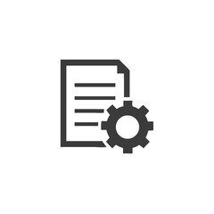 Blog Maintenance Gear Icon with a Document Sheet Vector Silhouette Flat Icon Design