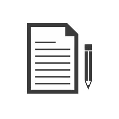 Blog Post Open Document with a Pencil Vector Silhouette Flat Icon Design