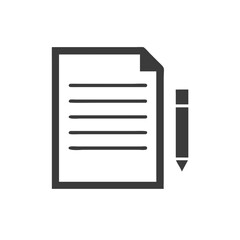 Text Editing Document with a Pencil and Small Eraser Vector Silhouette Flat Icon Design