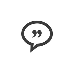 Quotes Quotation Mark Icon Inside a Speech Bubble Vector Silhouette Flat Icon Design