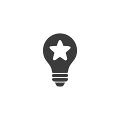 Writing Inspiration Star Icon Inside a Light Bulb Vector Silhouette Flat Icon Design
