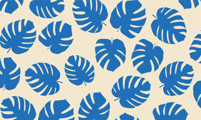 Monstera palm leaf seamless pattern. vector leaf seamless pattern background