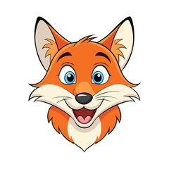 Cartoon fox head with orange fur and a smiling expression