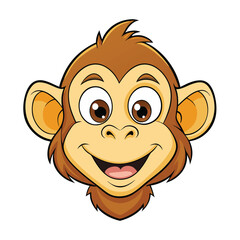 Obraz premium Cartoon monkey face with a happy expression on white background