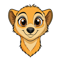 Obraz premium Cartoon meerkat head with big eyes and a friendly smile