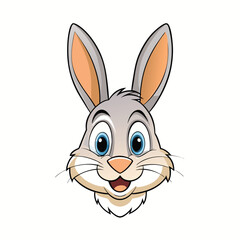 Cartoon bunny head with big eyes and long ears illustration