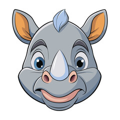 Cartoon rhino head with big eyes and a small horn design