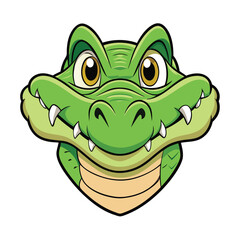 Cartoon illustration of a green alligator head on white