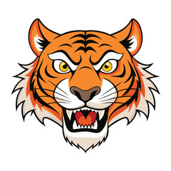 Illustration of an angry tiger head with sharp teeth shown