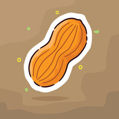 Peanut Sticker on Beige Background
