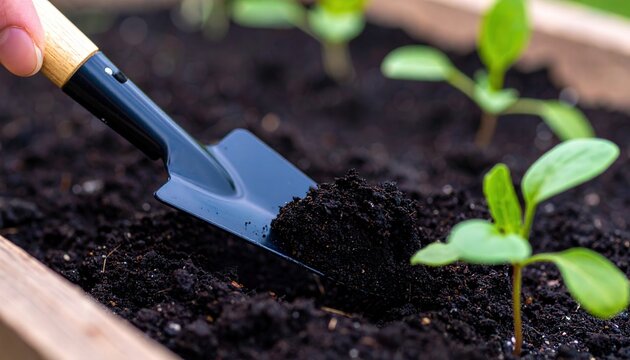 Gardening Essentials: Closeup of Hand Using Trowel