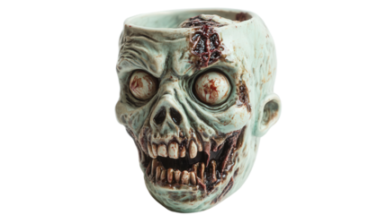 DIY candy bowl shaped like a zombie head Transparent background, PNG file