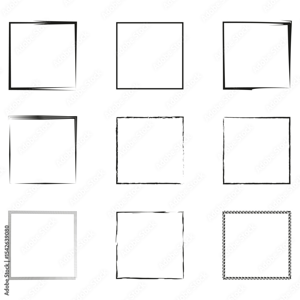 Poster square icon frames. monochrome shape set. outline box symbols. vector minimal design.