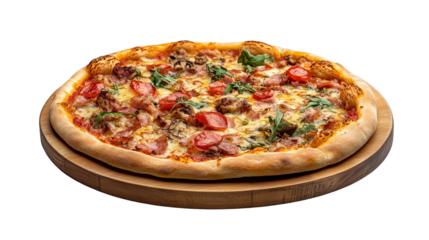 Firewood pizza menu with rustic Italian theme Transparent background, PNG file