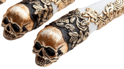 DIY Halloween napkin rings with skull motifs Transparent background, PNG file