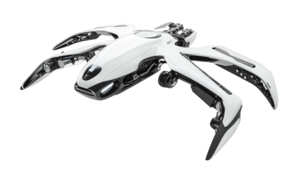 Foldable personal air vehicle prototype, Transparent background, PNG file