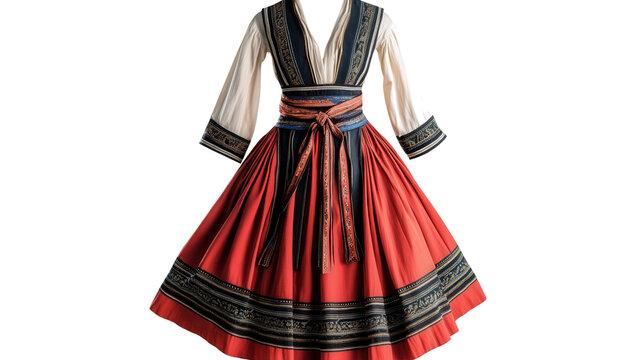 Greek traditional Evzone uniform with fustanella skirt Transparent background, PNG file