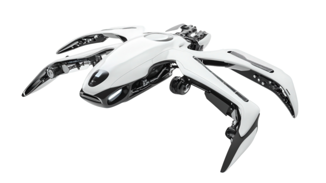 Foldable personal air vehicle prototype, Transparent background, PNG file