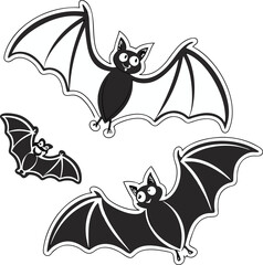 Obraz premium cute cartoon bats flying with happy smiling faces