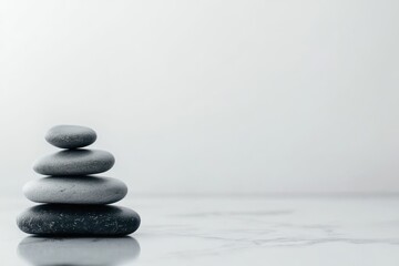 Stacked stones on a marble surface