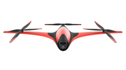 Electric drone racer aircraft with aerodynamic shape, Transparent background, PNG file