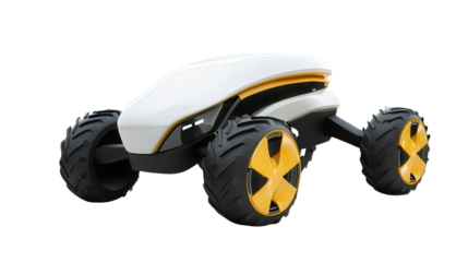 Futuristic farming drone tractor, clean design, Transparent background, PNG file
