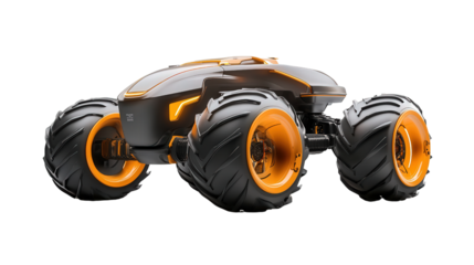 Futuristic farming drone tractor, clean design, Transparent background, PNG file