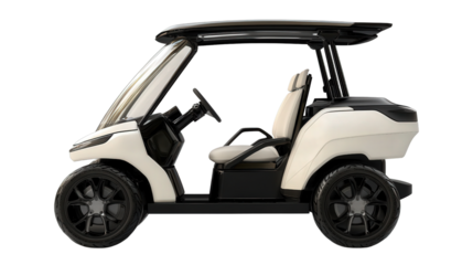 Futuristic golf cart with autonomous system, Transparent background, PNG file