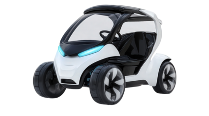 Futuristic golf cart with autonomous system, Transparent background, PNG file