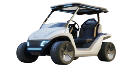 Futuristic golf cart with autonomous system, Transparent background, PNG file