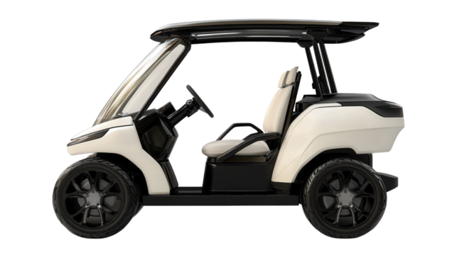 Futuristic golf cart with autonomous system, Transparent background, PNG file