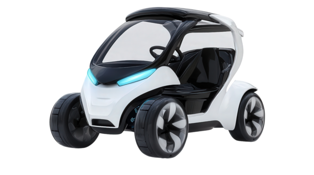 Futuristic golf cart with autonomous system, Transparent background, PNG file