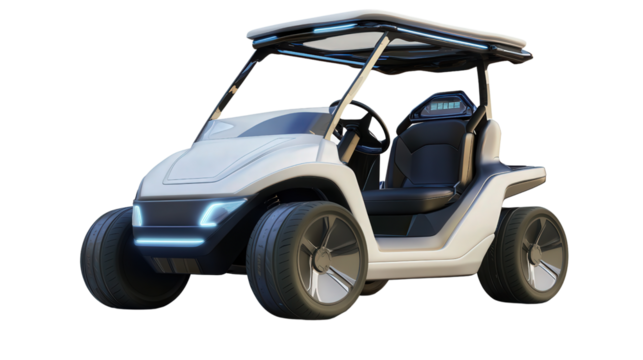 Futuristic golf cart with autonomous system, Transparent background, PNG file