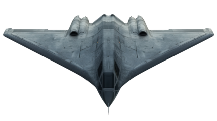 Futuristic stealth bomber, flying wing design, Transparent background, PNG file