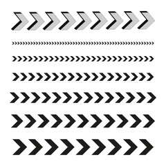 Chevron arrow icons. Bold direction elements. Vector pointer set. Black movement symbols.
