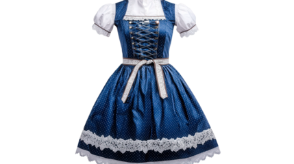 German dirndl with apron and lace details Transparent background, PNG file